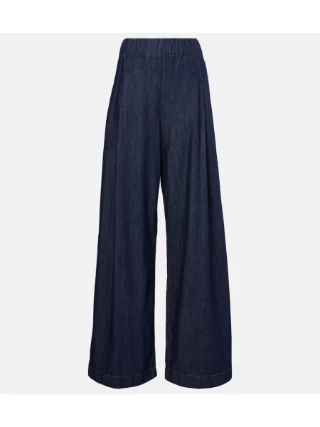 Jeansy Dries Van Noten z wysoką talią niebieskie