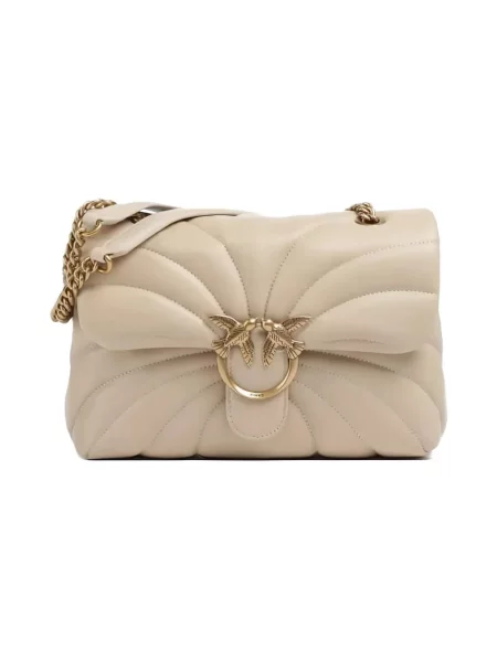 Torebka crossbody Pinko skórzana klasyczna beżowa