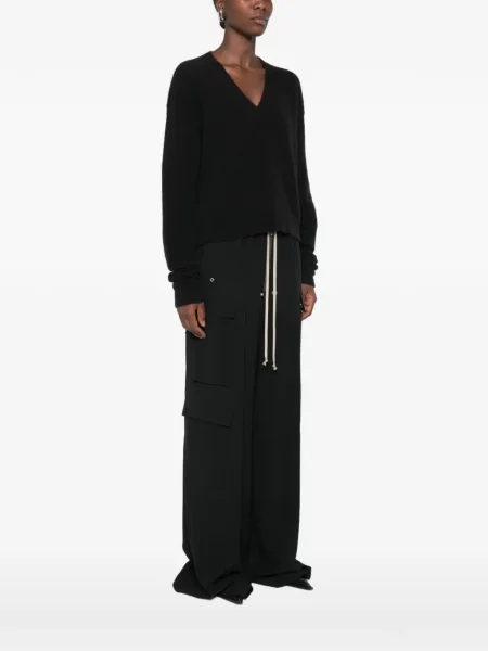 Lung pulover Rick Owens cu decolteu în V negru