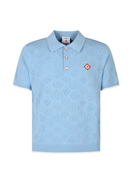 Tricou polo Casablanca cu autograf albastru