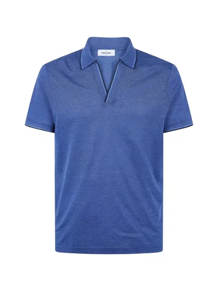 Tricou Gran Sasso cu decolteu în V albastru