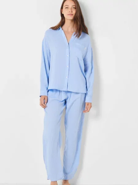 Льняная пижама Etam голубая