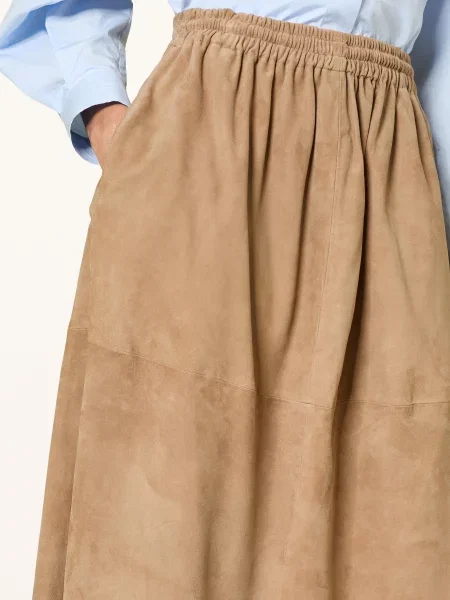 Mrs & Hugs Skórzana Spódnica beige beżowa