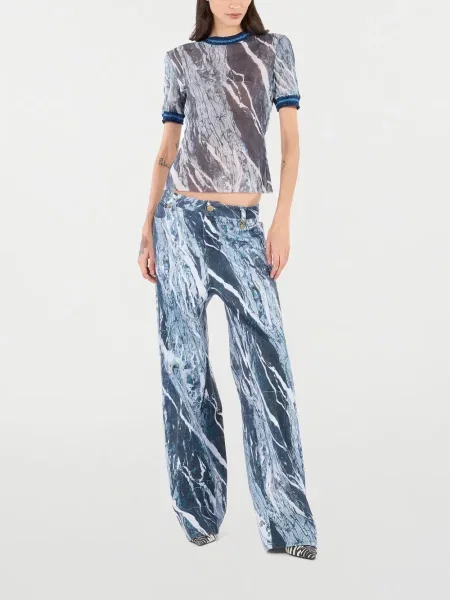 Blugi cu picior larg Roberto Cavalli cu imagine albastru