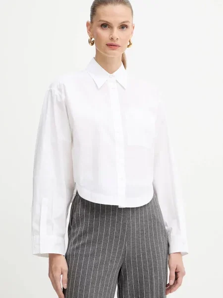 BOSS Orange cămașă din cu guler clasic regular alb