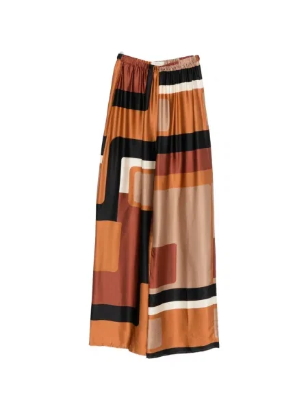 Pantaloni Faithfull The Brand cu imagine cu imprimeu geometric maro