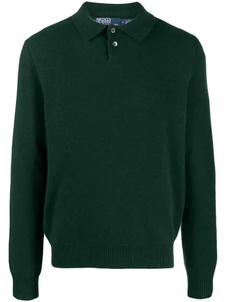 Iš natūralios odos raštuotos polo marškinėliai Polo Ralph Lauren su sagtimis mėlyna