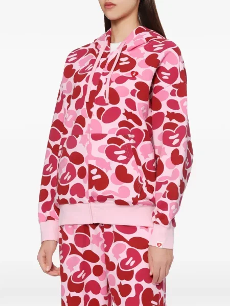 Суичър с качулка Apee™ By *a Bathing Ape® със сърца розово