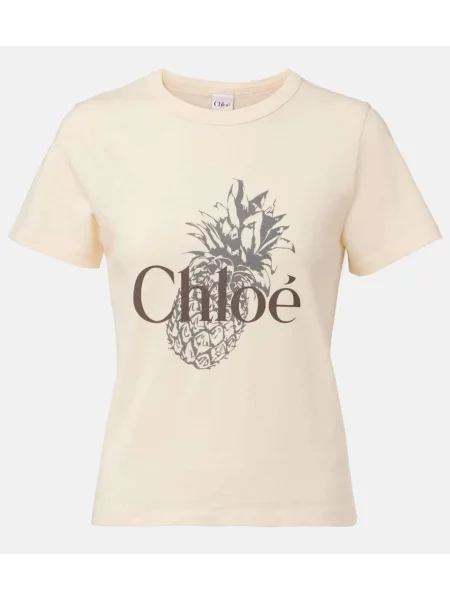 Tricou Chloé din jerseu bej