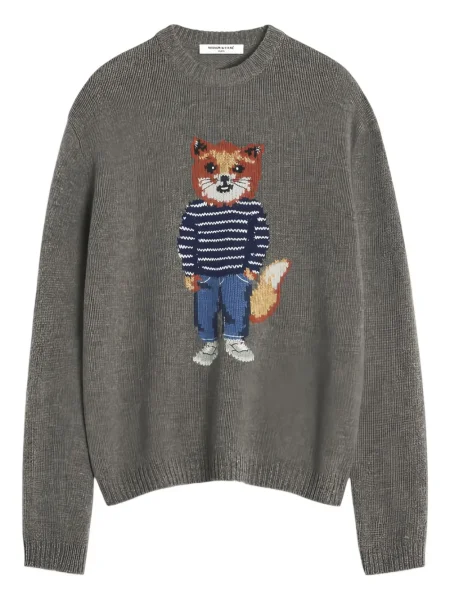 Pulover Maison Kitsune gri