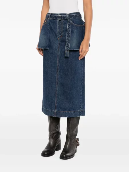 Fustă din denim Sacai albastru