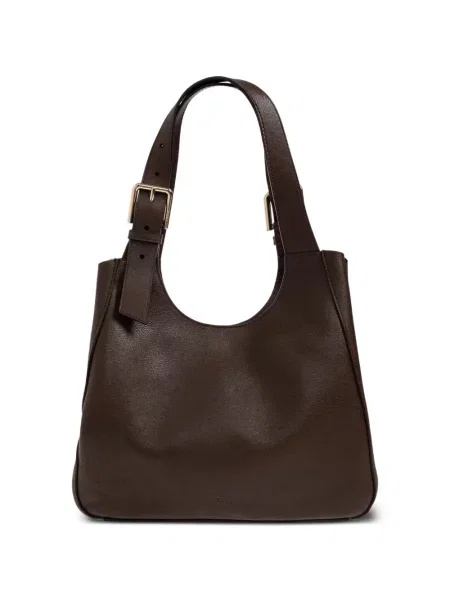Kožna shopper torbica Furla sa kopčom smeđa