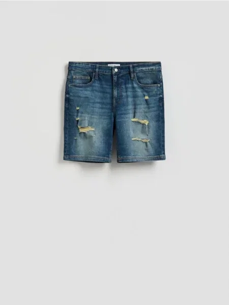 Reserved Pantaloni scurți din denim cu rupturi indigo jeans