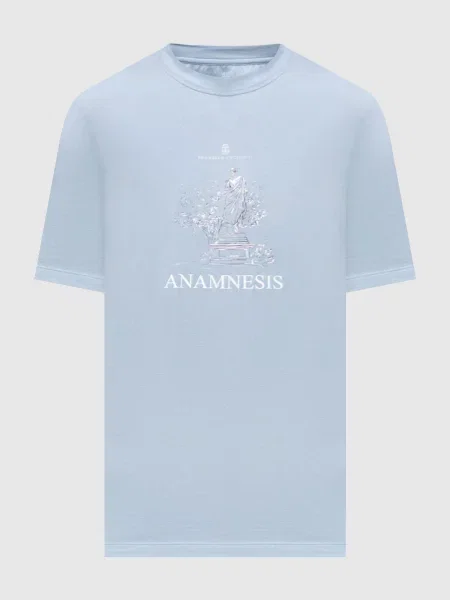 Футболка Brunello Cucinelli с принтом голубая