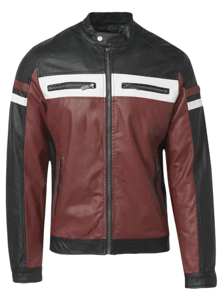 KOROSHI Prehodna jakna temno rdeča / črna bela