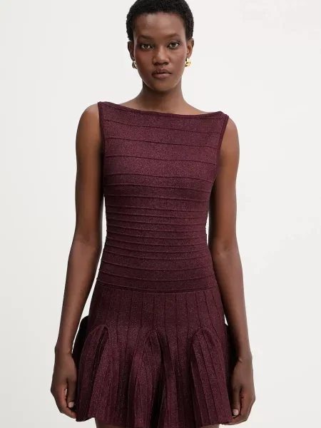Retrofete sukienka Audrina mini rozkloszowana bordowy