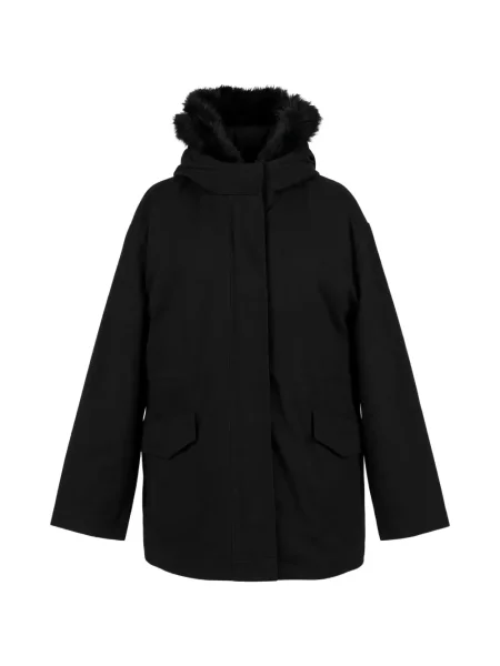 Garnitură de blană geacă parka Twinset cu glugă cu blană negru