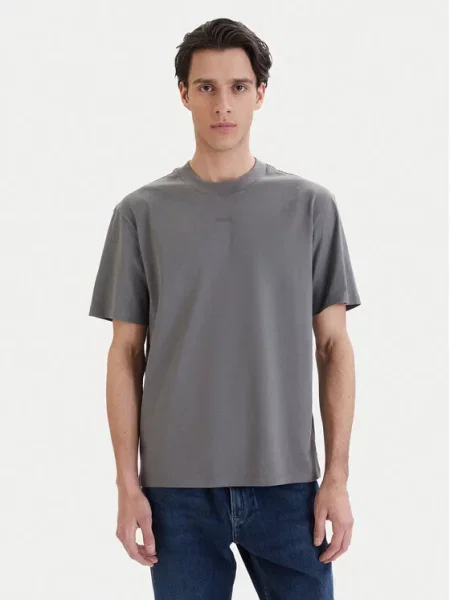T-shirt o kroju regular fit z czystej bawełny model DAPOLINO' Hugo szara