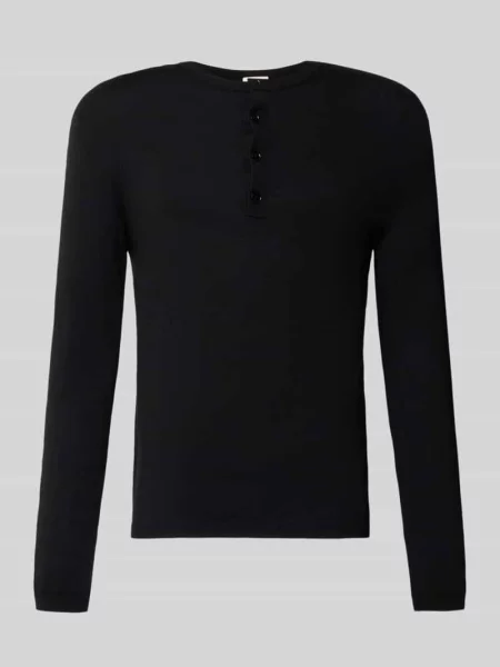 Sweter z dzianiny z kołnierzem henley Drykorn czarny