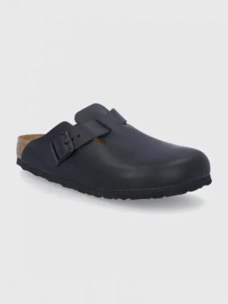 Kožne natikače Birkenstock Boston za žene crna