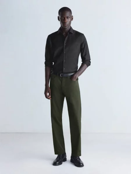 Koszula slim fit z bawełny comfort stretch non-iron Mężczyzna XS MANGO MAN czarny