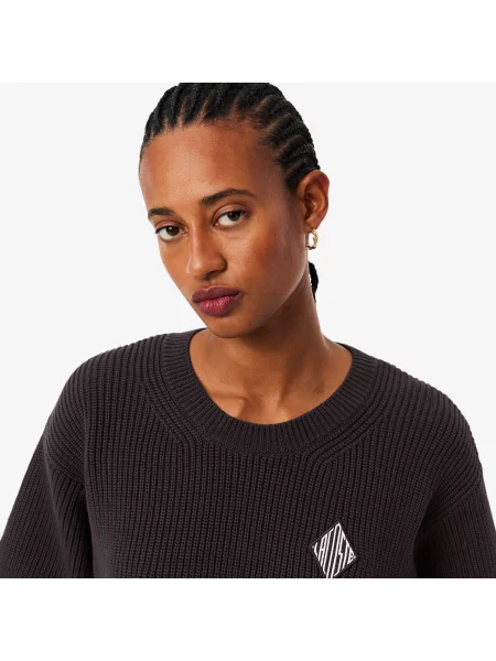 Lacoste Sweter Z Okrągłym Dekoltem Loose Fit brązowy