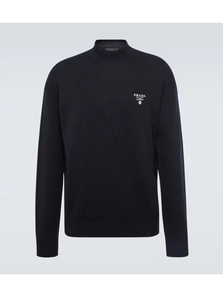 Pulover Prada iz kašmirja z avtogramom modra