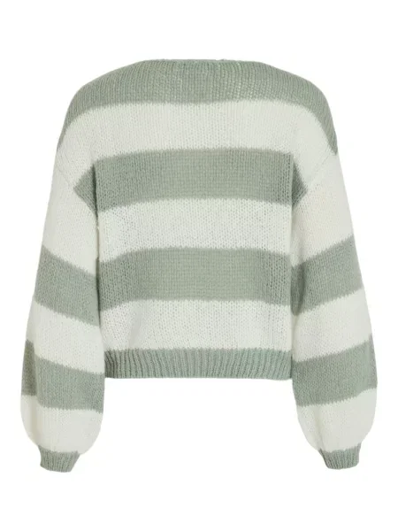 VILA Pulover VIChoca verde pastel alb