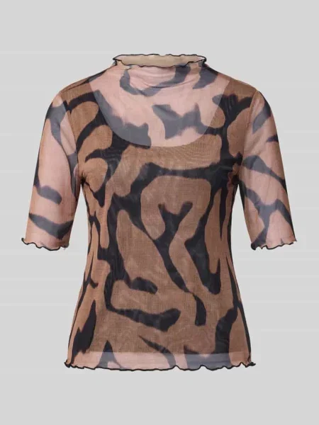 T-shirt z półprzezroczystego materiału Zero brązowa