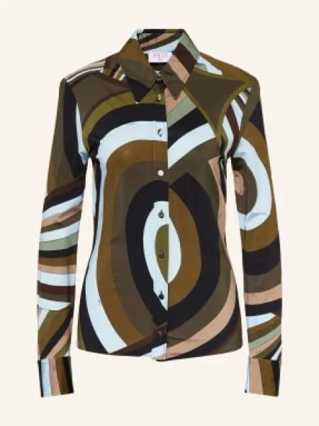 Pucci Košile Z Jersey olivová / světle hnědá / tmavě modrá