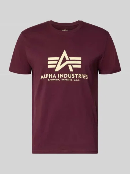 T-shirt z nadrukiem z logo Alpha Industries bordowa