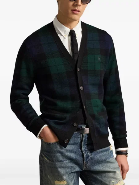 Șosete Polo Ralph Lauren cu broderie în carouri de flanelă verde