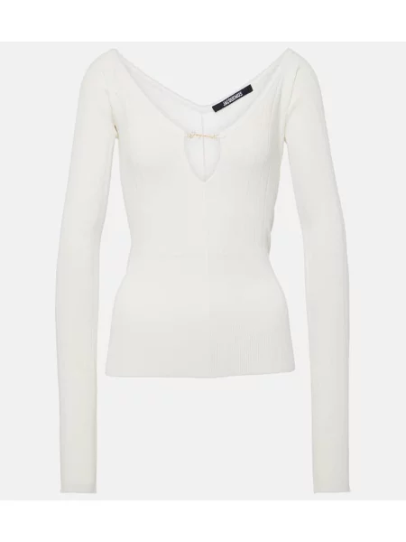 Top Jacquemus tricotate alb