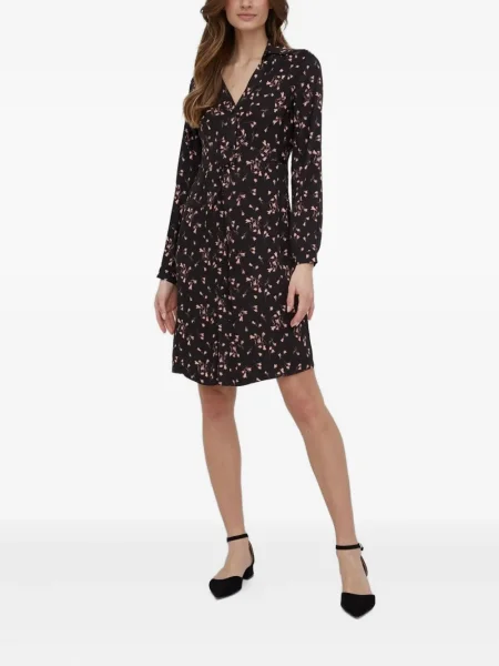 Rochie midi Sisley cu model floral cu imagine până la genunchi negru