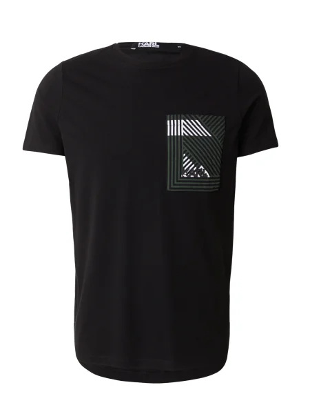 Karl Lagerfeld Tricou verde / negru alb