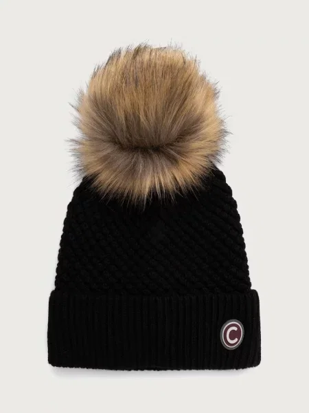 Colmar căciulă cu pompon pentru femei cu amestec de lână negru