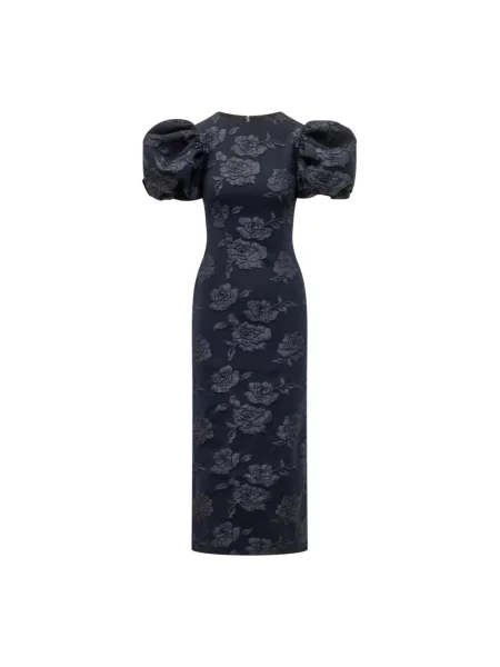 Sukienka midi Rotate Birger Christensen żakardowa do kolan niebieska