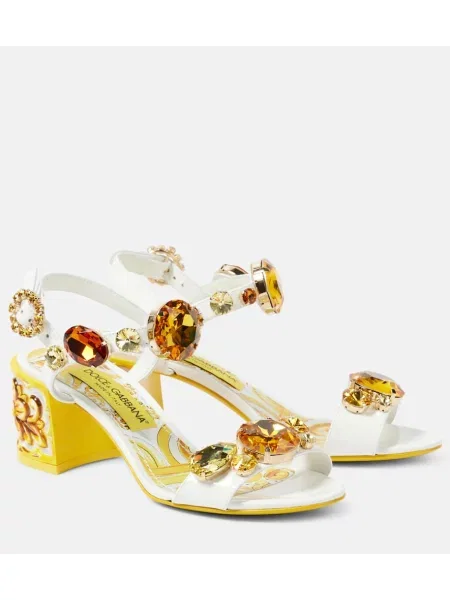 Sandale Dolce&gabbana din piele de lac galben