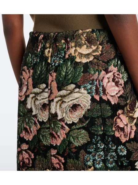 Fustă midi Dries Van Noten cu model floral din jacard