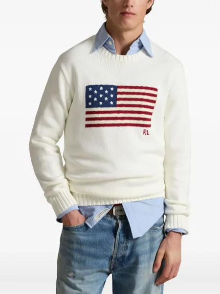 Ριγέ polo Polo Ralph Lauren με κουκούλα με αυτόγραφο λευκό