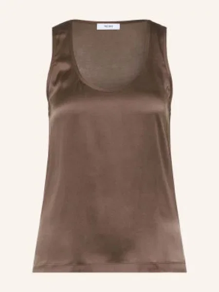 Hedvábný top Reiss hnědý