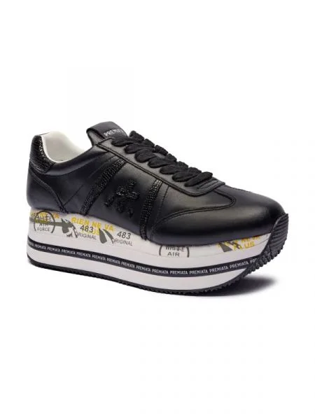 Premiata Bőr sneakers tornacipő BETH fekete