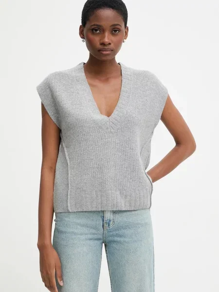 United Colors of Benetton kamizelka z dodatkiem wełny szary