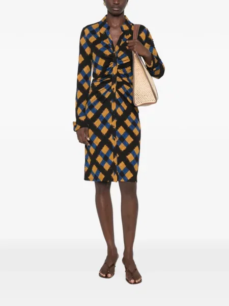 Καρό φόρεμα Dvf Diane Von Furstenberg με σχέδιο μαύρο