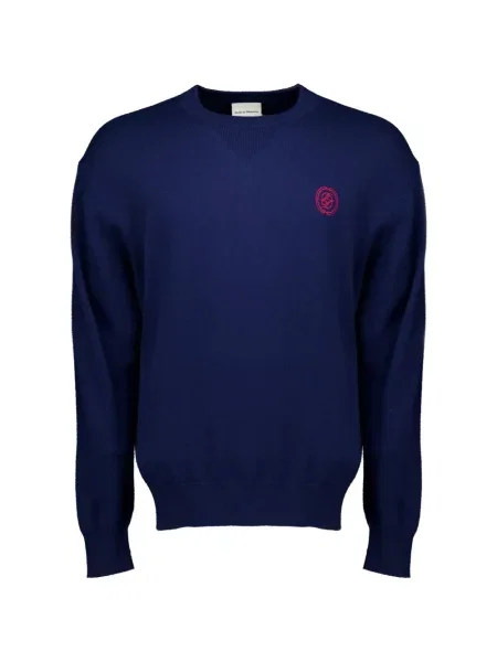 Pulover Drole De Monsieur cu broderie albastru