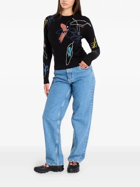 Pulover Desigual cu model floral cu imagine negru