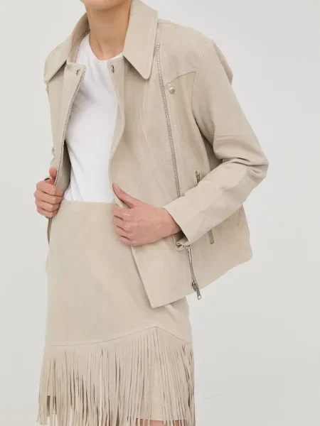 Fustă din piele Bruuns Bazaar bej