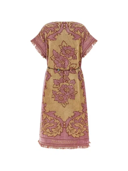 Rochie midi Zimmermann cu model floral din jacard roz