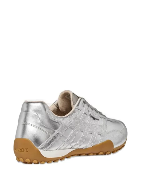 Sneakerși Geox cu model piele de șarpe argintiu