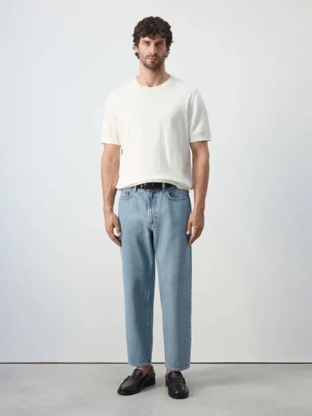 Jeansy Sammy cropped carrot fit jasnoniebieski Mężczyzna 40 MANGO MAN